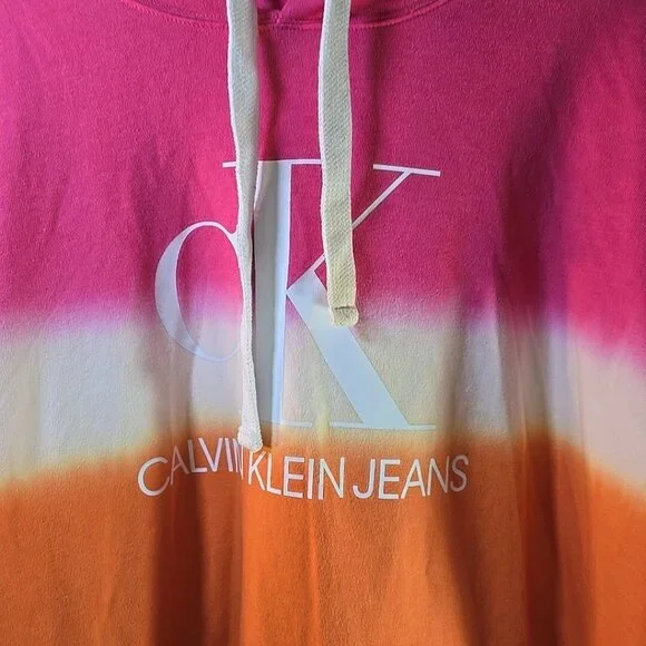 2 Calvin Klein Women Tie Dye Block Monogram Logo Cropped Hoodies Size XL & XXL - Picture 10 of 14
